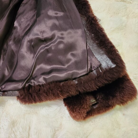 Shearling Coat Vintage Chocolate Brown - Picture 8 of 13